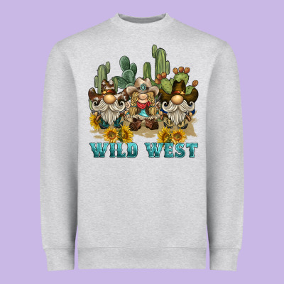 Wild West Western Gnome Heavyweight Sweatshirt Designed By Barkaloodesign