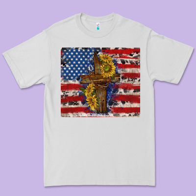 Jesus Christ With American Flag Premium Tee Designed By Tumblerdesignbyshophia