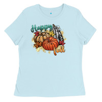 Baby Blue happy fall Ladies Tee - CowGirlArtShop