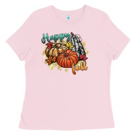 Bubblegum Pink happy fall Ladies Tee - CowGirlArtShop
