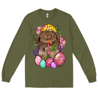 Army Green Rabbit And Carrot Easter Long Sleeve Tee - BundleAndBundleShop