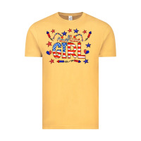 Vintage Mustard all american girl doodle letters Vintage Tee - CowCowDesign