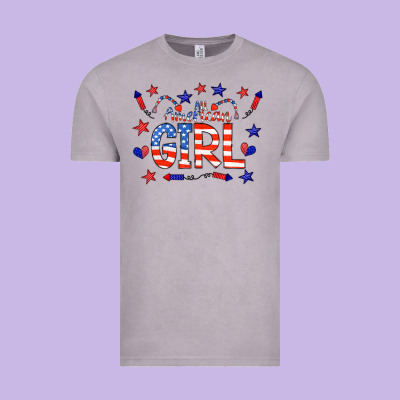 All American Girl Doodle Letters Vintage Tee Designed By Cowcowdesign