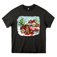 Asphalt Christmas gnomes with red truck Heavy Core Tee - NancyCooperArtShop