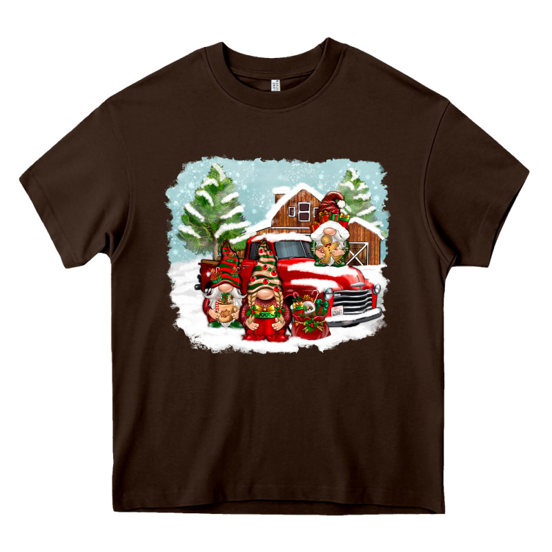 Christmas Gnomes With Red Truck Heavy Core Tee by NancyCooperArtShop | Teevron