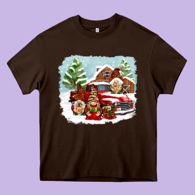 Christmas Gnomes With Red Truck Heavy Core Tee Designed By Nancycooperartshop