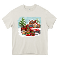 Cream Christmas gnomes with red truck Heavy Core Tee - NancyCooperArtShop