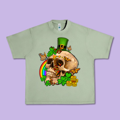 St. Patrick's Boho Skull Urban Heavy Tee Designed By Oliviacreatesart