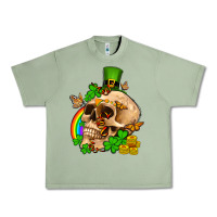 Oil Green St. Patrick's boho skull Urban Heavy Tee - OliviaCreatesArt