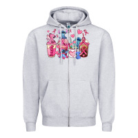 Heather Grey breast cancer stitch coffee cups Zipper Hoodie - AdoDesignShop