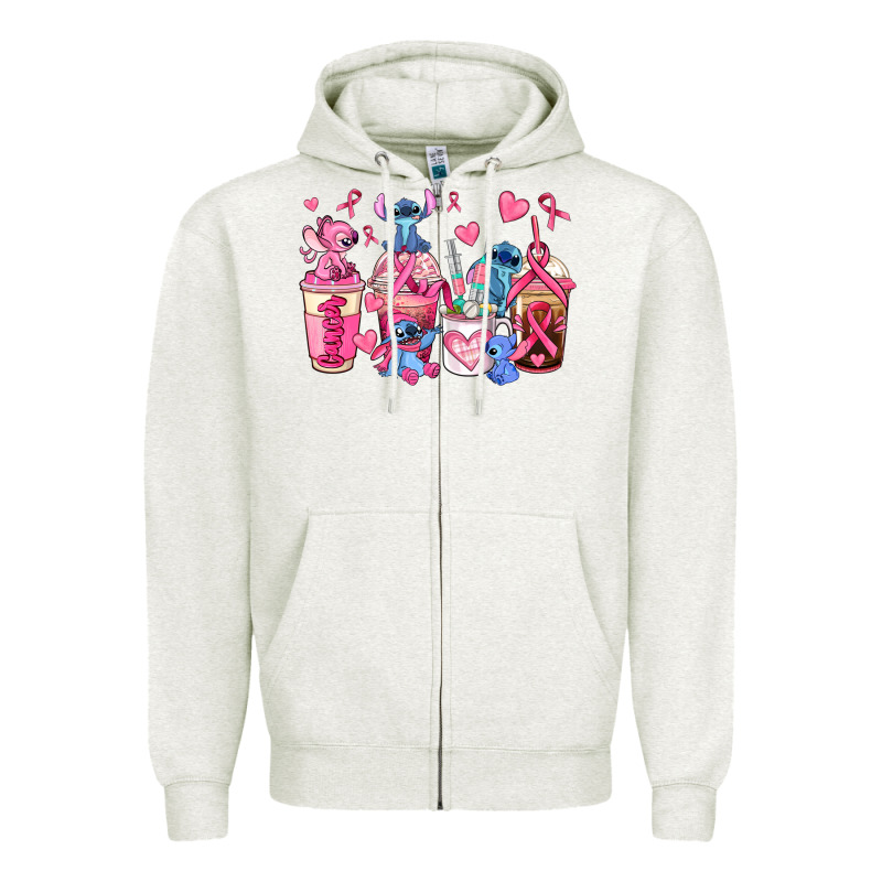 Breast Cancer Stitch Coffee Cups Zipper Hoodie by AdoDesignShop | Teevron