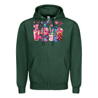 Sports Green breast cancer stitch coffee cups Zipper Hoodie - AdoDesignShop