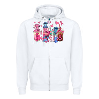 White breast cancer stitch coffee cups Zipper Hoodie - AdoDesignShop