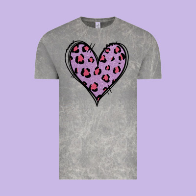 Glitter Purple Leopard Heart Vintage Tee Designed By Jasminsmagicworld