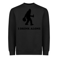 Black bigfoot sasquatch i drink alone Heavyweight Sweatshirt - artisFamous