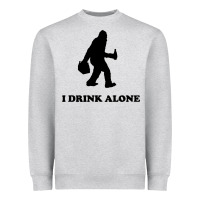 Heather Grey bigfoot sasquatch i drink alone Heavyweight Sweatshirt - artisFamous