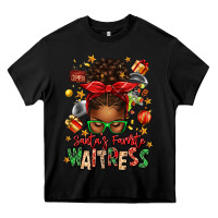Black santa's favorite waitress messy bun Heavy Core Tee - texasbilliewilder