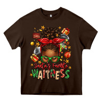 Chocolate Brown santa's favorite waitress messy bun Heavy Core Tee - texasbilliewilder