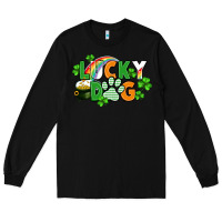 Black lucky dog St. Patricks Day Long Sleeve Tee - FaDigitalArtStudio