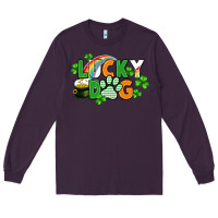 Plum lucky dog St. Patricks Day Long Sleeve Tee - FaDigitalArtStudio