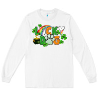 White lucky dog St. Patricks Day Long Sleeve Tee - FaDigitalArtStudio