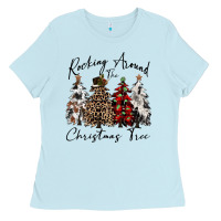 Baby Blue rocking around the christmas tree Ladies Tee - CowGirlArtShop