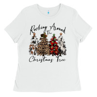 White rocking around the christmas tree Ladies Tee - CowGirlArtShop
