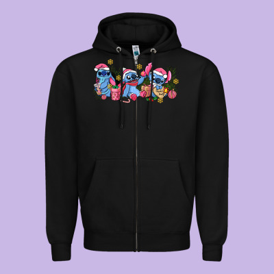 Pink Christmas Stitch And Gifts Zipper Hoodie Designed By Adodesignshop