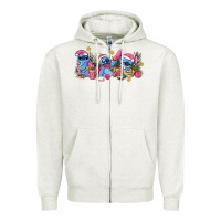 Oatmeal Heather pink christmas stitch and gifts Zipper Hoodie - AdoDesignShop