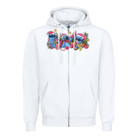 White pink christmas stitch and gifts Zipper Hoodie - AdoDesignShop