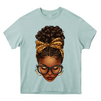 Arona afro messy bun leopard bow Heavy Core Tee - texasbilliewilder