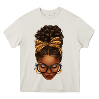 Afro Messy Bun Leopard Bow Heavy Core Tee | Teevron