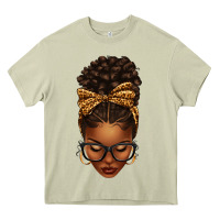 Mossy afro messy bun leopard bow Heavy Core Tee - texasbilliewilder