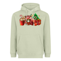 Matcha Christmas coffee cups with gift and Christmas tree Heavyweight Hoodie - AdoDesignShop