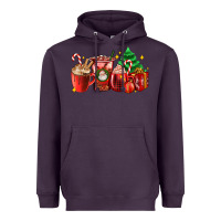Plum Christmas coffee cups with gift and Christmas tree Heavyweight Hoodie - AdoDesignShop