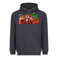 Smoke Christmas coffee cups with gift and Christmas tree Heavyweight Hoodie - AdoDesignShop