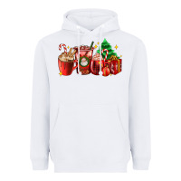 White Christmas coffee cups with gift and Christmas tree Heavyweight Hoodie - AdoDesignShop
