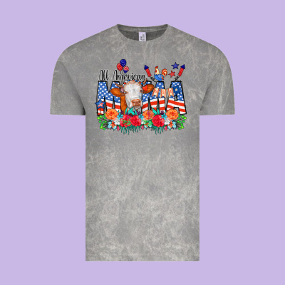 All American Mama Cow Flowers Vintage Tee Designed By Cowcowdesign