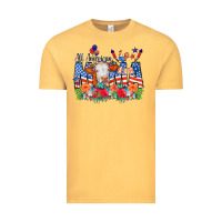 Vintage Mustard All American Mama Cow Flowers Vintage Tee - CowCowDesign