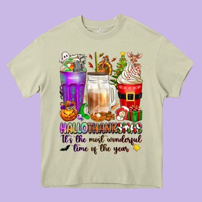 Hallothanksmas Coffee Cups Heavy Core Tee Designed By Texasbilliewilder