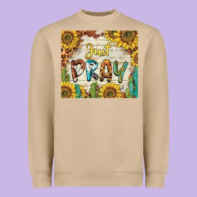 Just Pray Heavyweight Sweatshirt Designed By Barkaloodesign