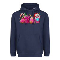 Navy pink christmas coffee cups Heavyweight Hoodie - AdoDesignShop