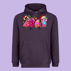 Pink Christmas Coffee Cups Heavyweight Hoodie Designed By Adodesignshop
