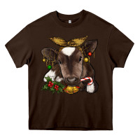 Chocolate Brown christmas baby cow Heavy Core Tee - RanaPortraitStore