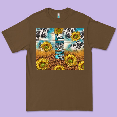 Aunt Sunflower Leopard Glitter Premium Tee Designed By Tumblerdesignbyshophia