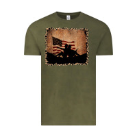 Vintage Olive America Western Cowboy and Cowgirl Leopard Frame Vintage Tee - CowCowDesign