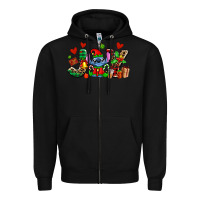 Black joy with christmas elf stitch Zipper Hoodie - AdoDesignShop
