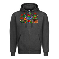 Charcoal Heather joy with christmas elf stitch Zipper Hoodie - AdoDesignShop
