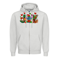 Dove Grey joy with christmas elf stitch Zipper Hoodie - AdoDesignShop