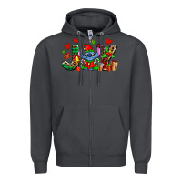 Smoke joy with christmas elf stitch Zipper Hoodie - AdoDesignShop